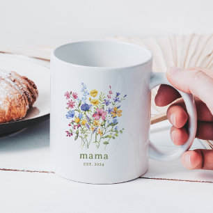 Caneca De Café Trendy Colorful Wildflower   Mamãe