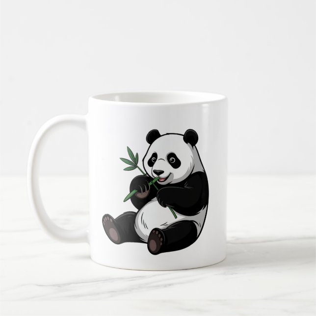 Caneca De Café Trendy Cute Panda Bear With Greenery Bamboo  (Esquerda)