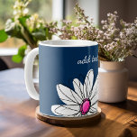 Caneca De Café Trendy Daisy Floral Illustração - marinho e rosa<br><div class="desc">Uma peça de arte dúzia e caprichosa,  hipster. Você pode adicionar um nome,  monograma ou outro texto personalizado. Se você precisar mover a arte ao redor,  clique no botão personalizar para fazer alterações.</div>