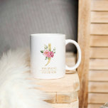 Caneca De Café Trendy Dourado Watercolor Flower Letter J | Monogr<br><div class="desc">Trendy Dourado Watercolor Flower Letter J | Monograma</div>