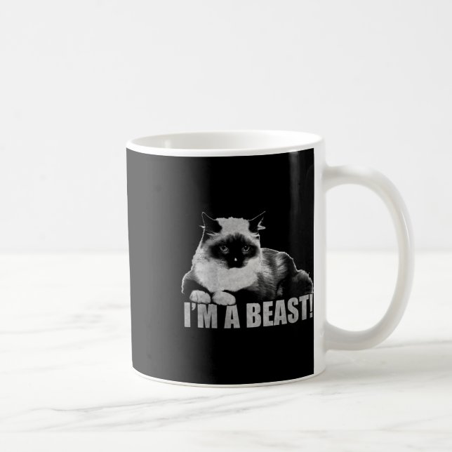 Caneca De Café Trendy Graphic Cat Stamp Sou um Beast (Direita)