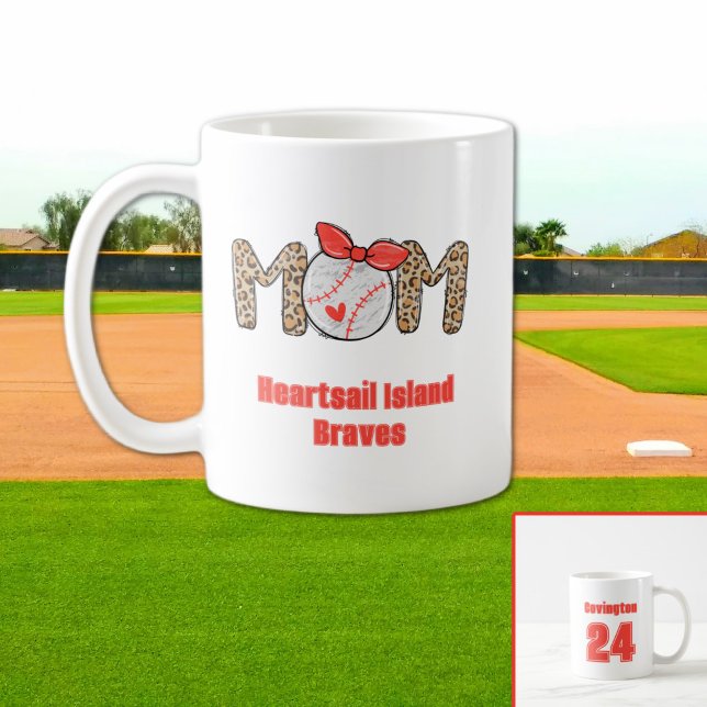 Caneca De Café Trendy Hand desenhou Baseball Mãe Personalizada (Trendy Baseball Mom Personalized Mug)
