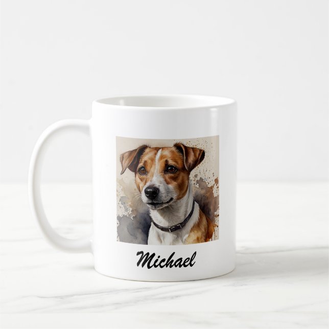 Caneca De Café Trendy Jack Russell Terrier Adicionar Seu Nome Per (Esquerda)