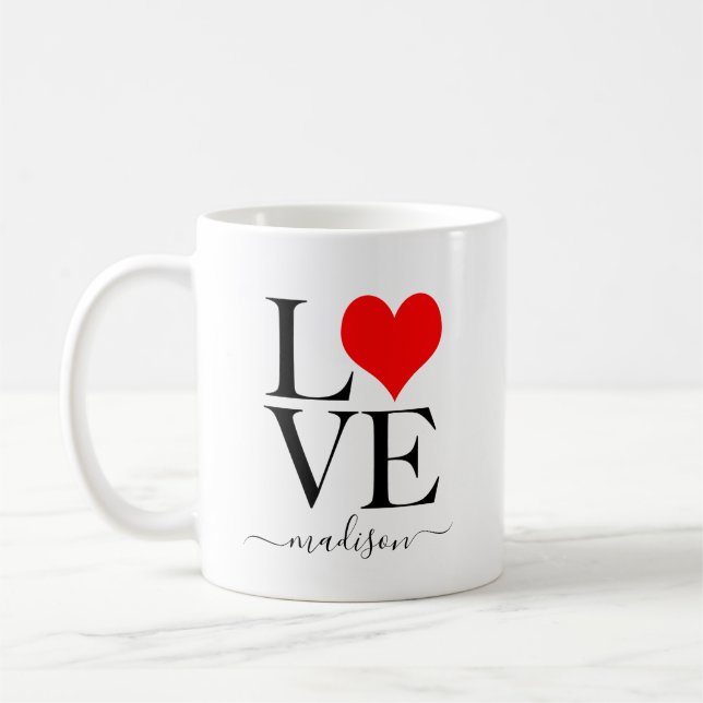 Caneca De Café Trendy LOVE Nome Personalizado (Esquerda)