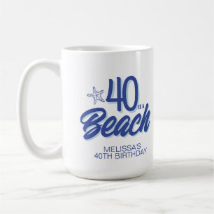 Caneca De Café Trendy Mão Desenhada 40 É Um Aniversário De Praia