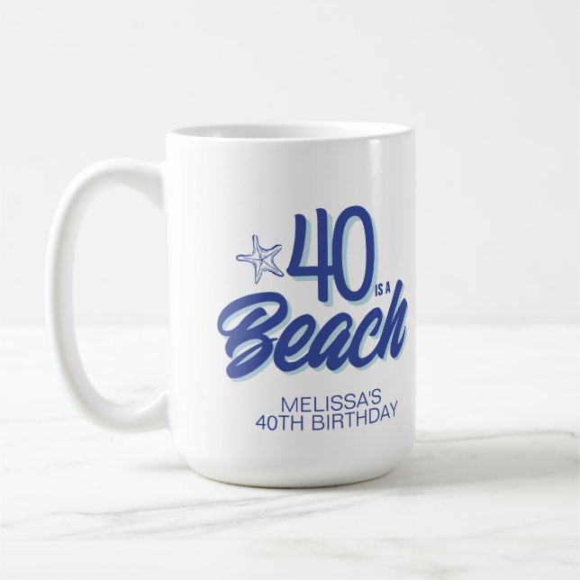 Caneca De Café Trendy Mão Desenhada 40 É Um Aniversário De Praia (Esquerda)