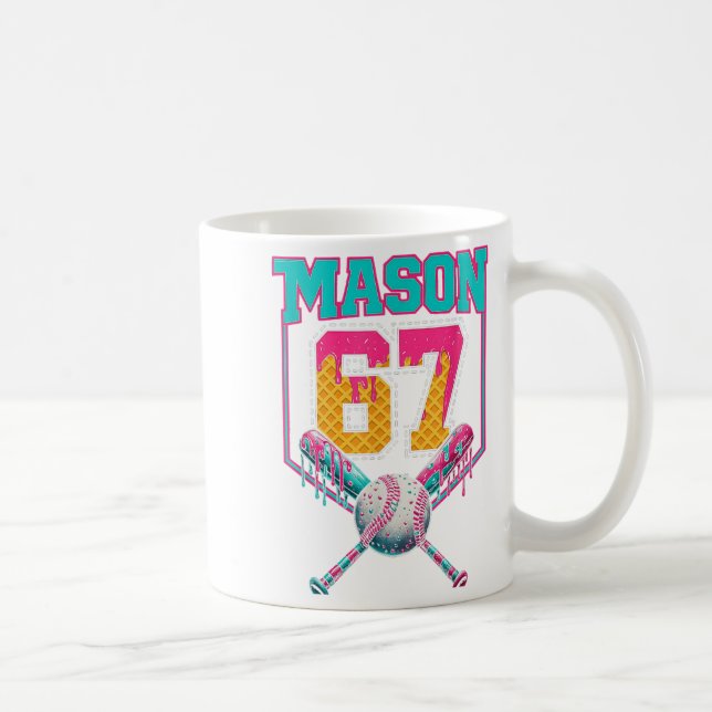 Caneca De Café Trendy Mason 67 Mem Drip Baseball Birthd (Direita)