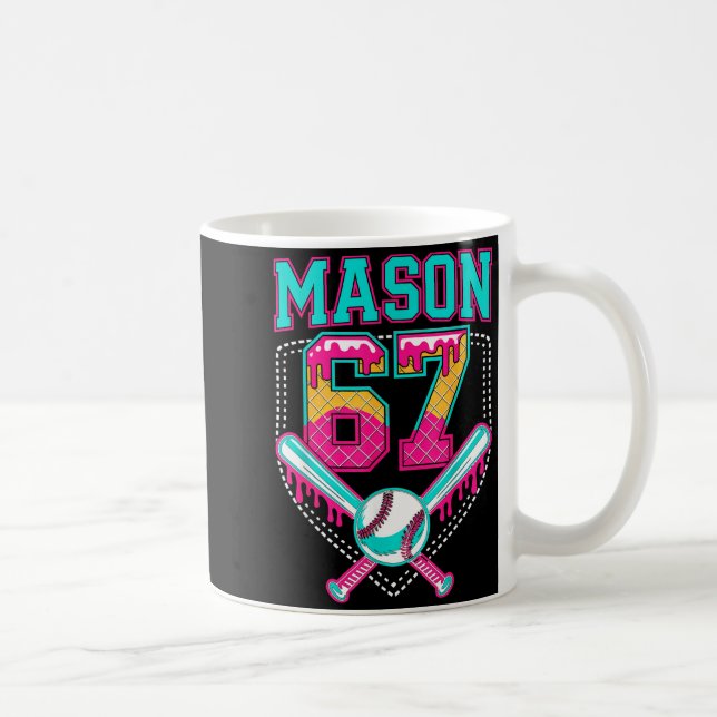 Caneca De Café Trendy Mason 67 Mem Ice Cream Drip Baseball Birthd (Direita)