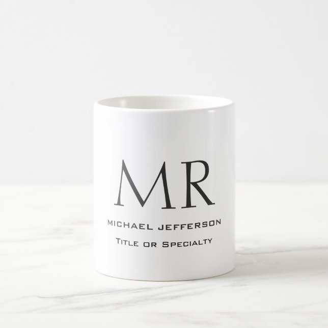 Caneca De Café Trendy Modern Monogram Plain Minimalist (Centro)