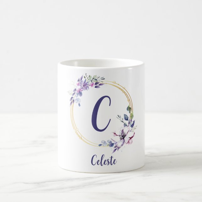 Caneca De Café Trendy Monograma Floral (Centro)