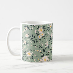 Caneca De Café Trendy, padrão floral de vintage. Sem fim de