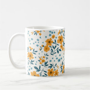 Caneca De Café Trendy, padrão floral de vintage. Sem fim de