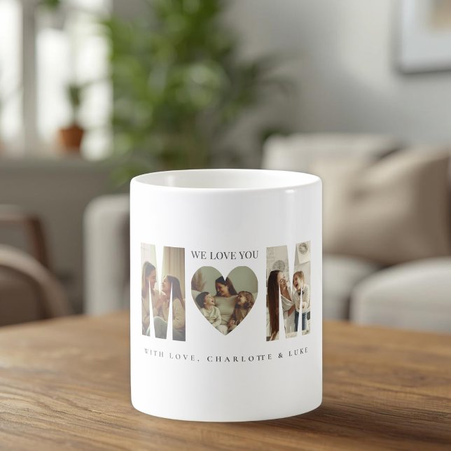 Caneca De Café Trendy Personalized Photo WE LOVE YOU Mom Mug (Criador carregado)