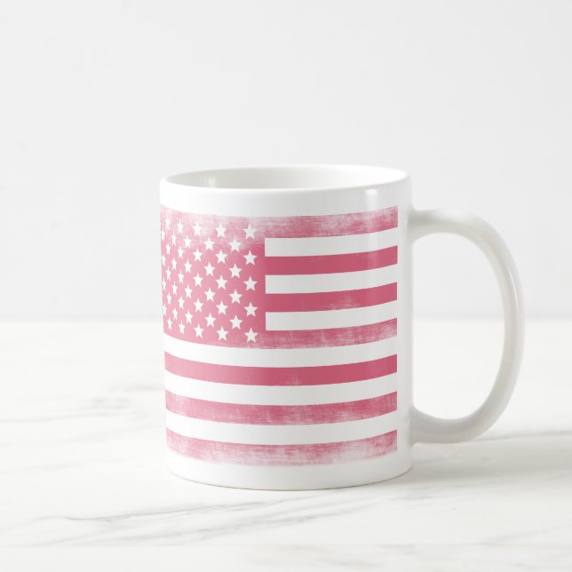 Caneca De Café Trendy Pink Grunge Flag Americano (Direita)