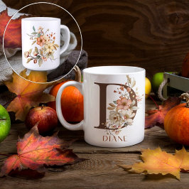 Caneca De Café Trendy Rustic - Letra Floral D