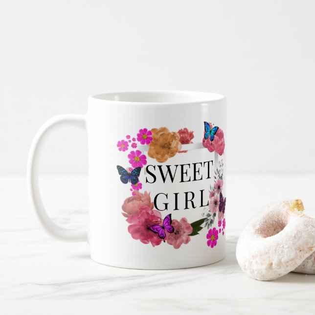 Caneca De Café Trendy Sweet Girl (Com Donut)