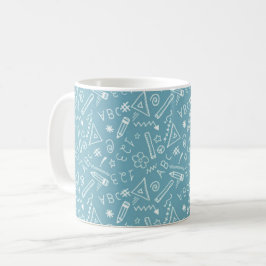 Caneca De Café Trendy White ABC Linda Escola Teal Coffee Mug