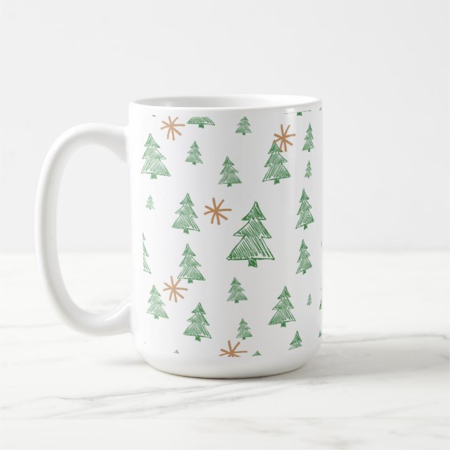 Caneca De Café Trendy Winter Unique Christmas Tree Stars (Esquerda)