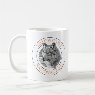 Caneca De Café Trendy Wolf Art 4 Yellowstone National Park Circle