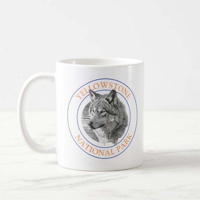 Caneca De Café Trendy Wolf Art 4 Yellowstone National Park Circle (Esquerda)