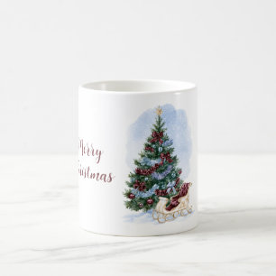 Caneca De Café Trenó de árvore de Natal com grinalda azul da Borg