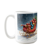 Trenó de Natal em Aquarela Vintage