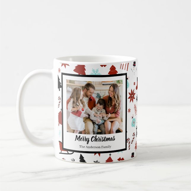 Caneca De Café Trenó de Rena de Natal Pinheiros (Esquerda)