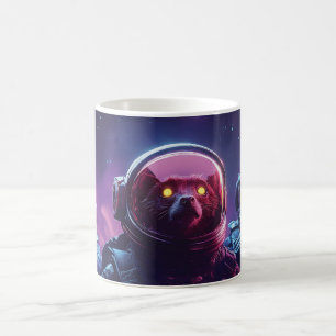 Caneca De Café Três Astro-Lêmures em Capacetes Espaciais - SciFi