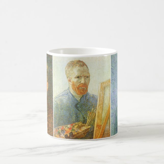 Caneca De Café Três autorretratos diferentes de Vincent van Gogh (Centro)