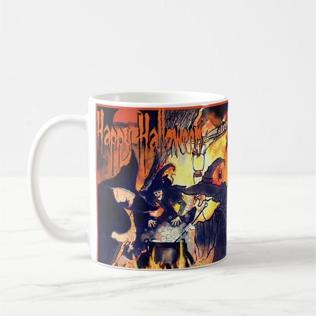 Caneca De Café Três Bruxas Mug Art para o Halloween (Esquerda)