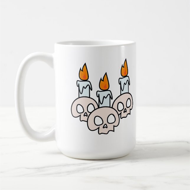 Caneca De Café Três Caveiras com Velas Acesas (Esquerda)