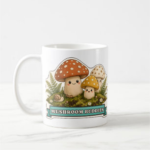 Caneca De Café Três Cogumelos Amigos do Bosque Sorridente