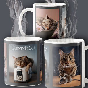 Caneca De Café Três Colagem de Gatos
