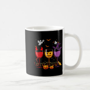 Caneca De Café Três Copos de Vinhos Funny Halloween Amante de Vin