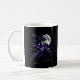 Caneca De Café Três Corvos Lua Gótico Espaço Cósmico Gráfico Retr