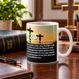 Caneca De Café Três Cruzes Salmo 23 Pôr do Sol Versículo da Bíbli