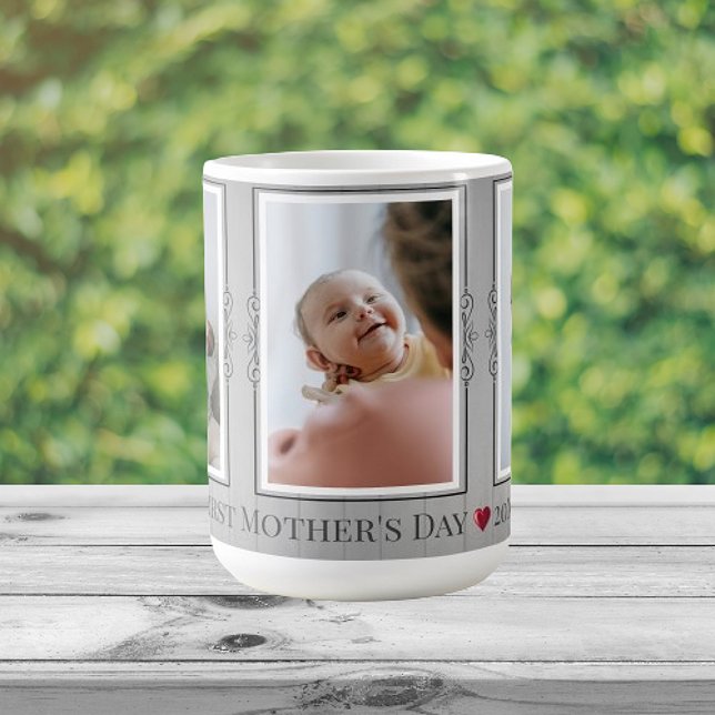 Caneca De Café Três Dias de as mães de Colagem de Fotografias (Three Photo Collage First Mothers Day Coffee Mug)