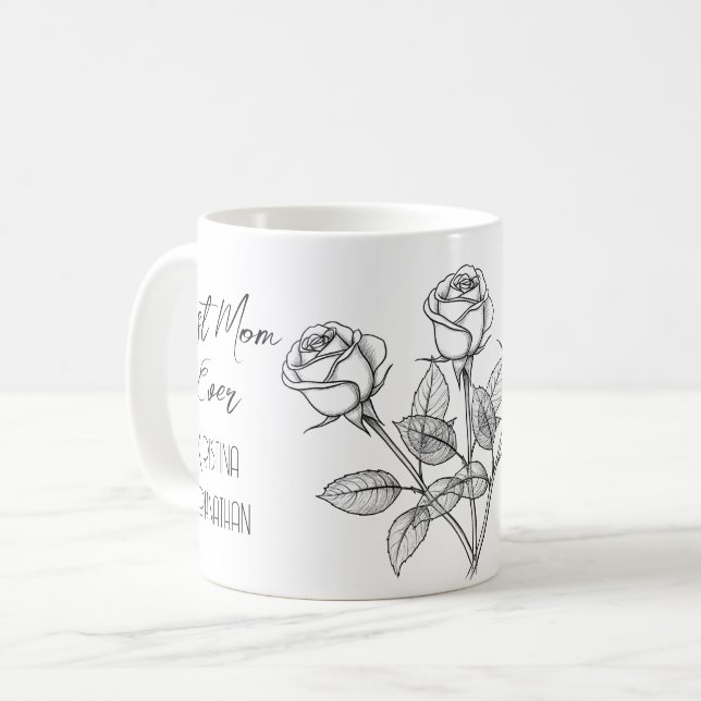 Caneca De Café Três Dias de as mães de rosas brancas e pretas (Frente Esquerda)
