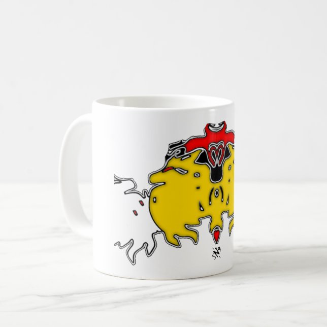 Caneca De Café Três fantasmas soprando (Amarelo) (Frente Esquerda)