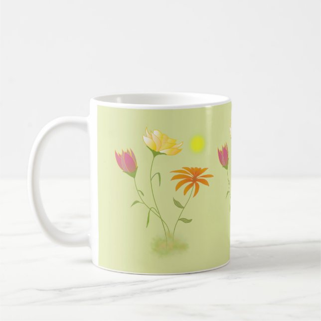 Caneca De Café Três Flores no Sol - transparentes. (Esquerda)