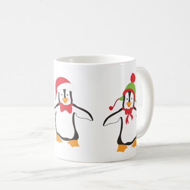 Caneca De Café Três Fofos Pinguins Dançando (Frente Esquerda)
