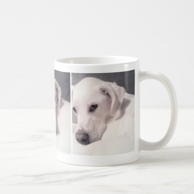 Caneca De Café Três Fotos de Bonito Cachorro Branco (Direita)