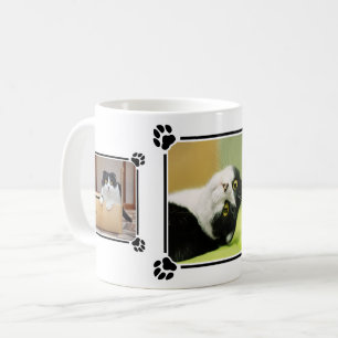Caneca De Café Três Fotos De Gato Personalizadas Colagem Com Impr