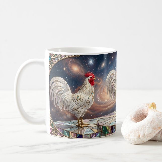 Caneca De Café Três galos brancos. (Com Donut)