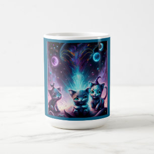 Caneca De Café Três Gatinhos De Alienígena Em Uma Configuração De