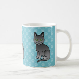 Caneca De Café Três Gatos Azuis Russos De Cor Azul