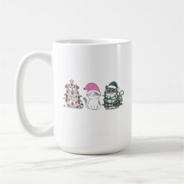 Caneca De Café Três Gatos de Natal