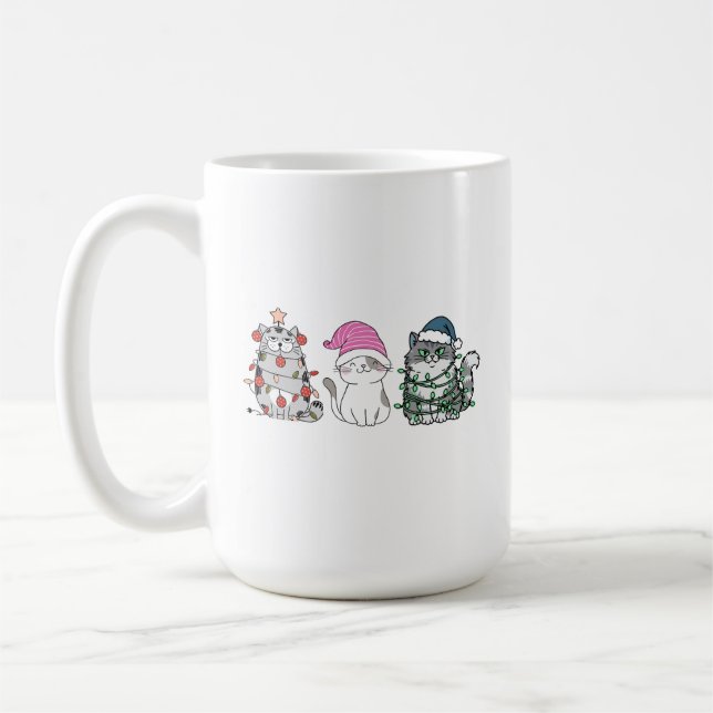 Caneca De Café Três Gatos de Natal (Esquerda)