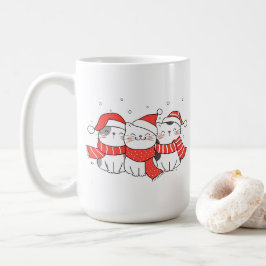Caneca De Café Três Gatos de Natal em Chapéus e Escarboços