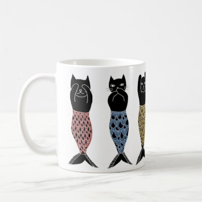 Caneca De Café Três gatos sábios da sereia (Esquerda)